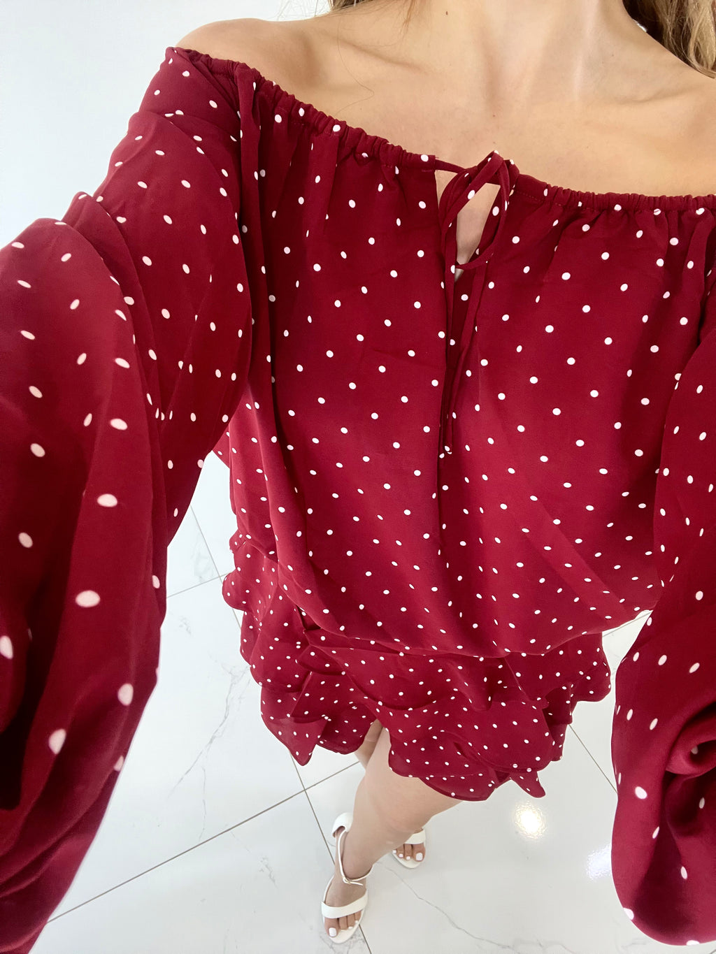 BLUSA POLKADOT BURGUNDY