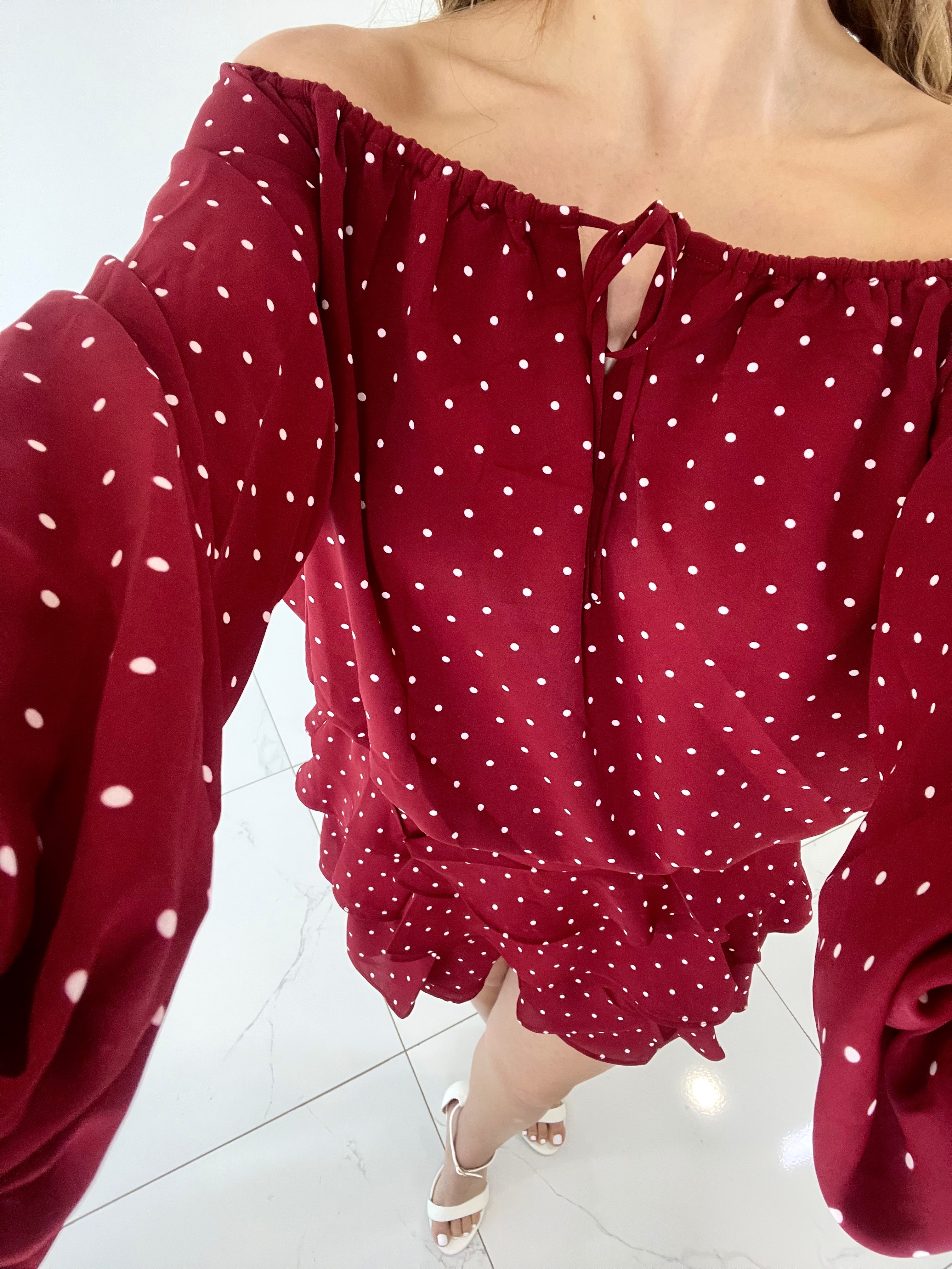 BLUSA POLKADOT BURGUNDY