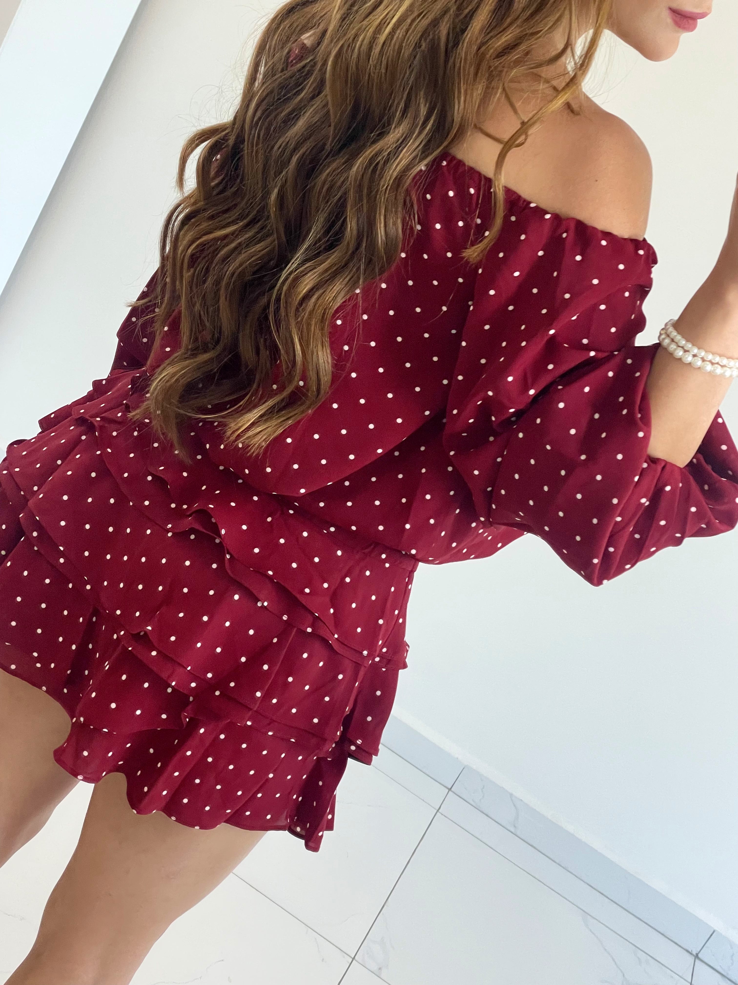 FALDA POLKADOT BURGUNDY