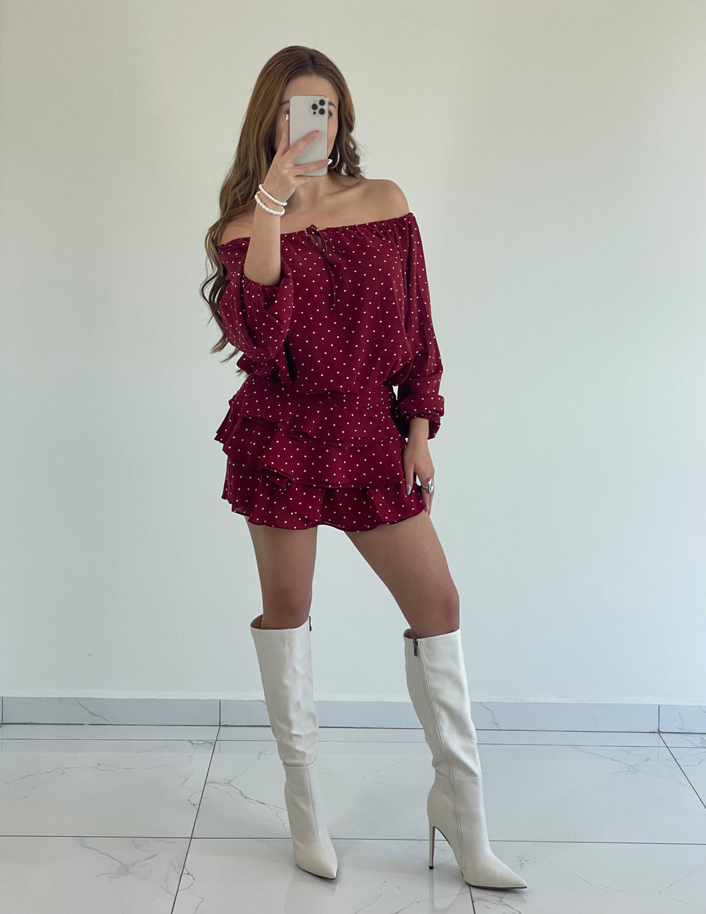 FALDA POLKADOT BURGUNDY