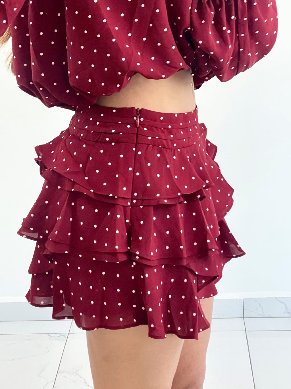 FALDA POLKADOT BURGUNDY